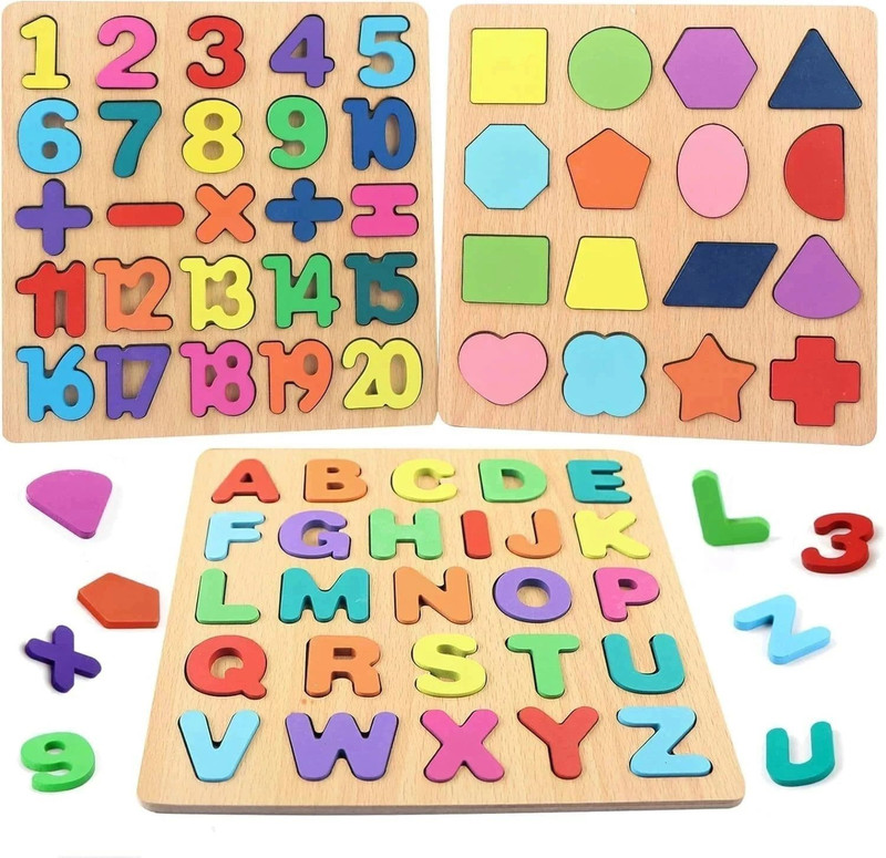 ZARQITO 3 set Wooden Learning Educational ABCD Board for Kids Activity Toys for Toddlers(3 Pieces)