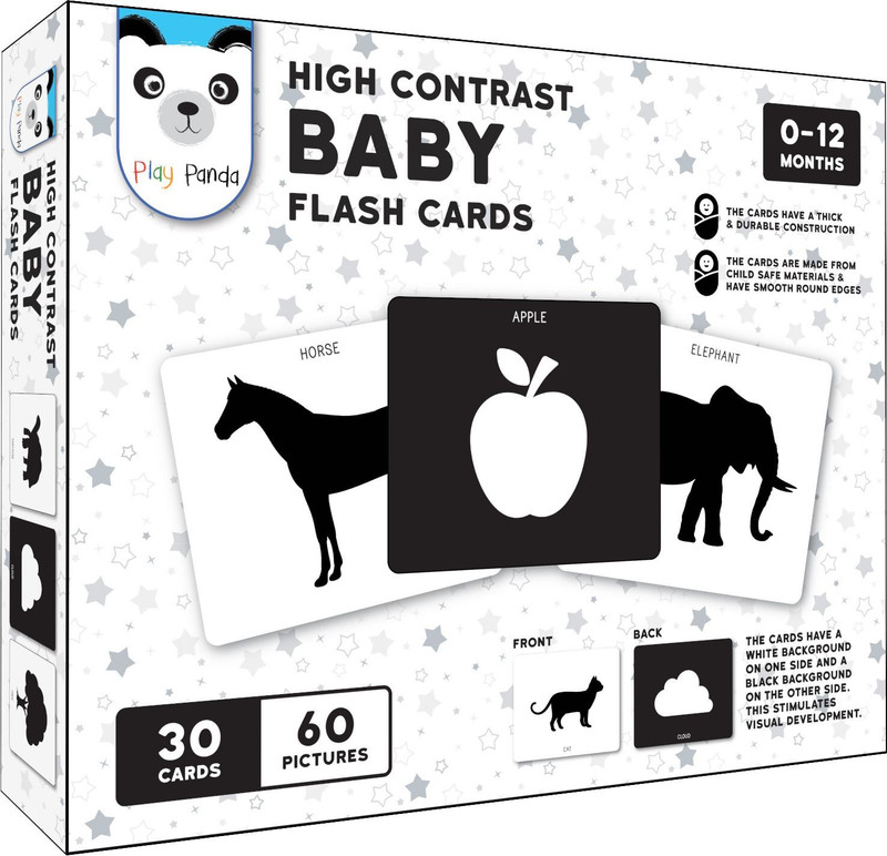 PLAY PANDA High-Contrast Flash Cards Set for New Born Baby and Infants with 60 Pictures(30 Pieces)