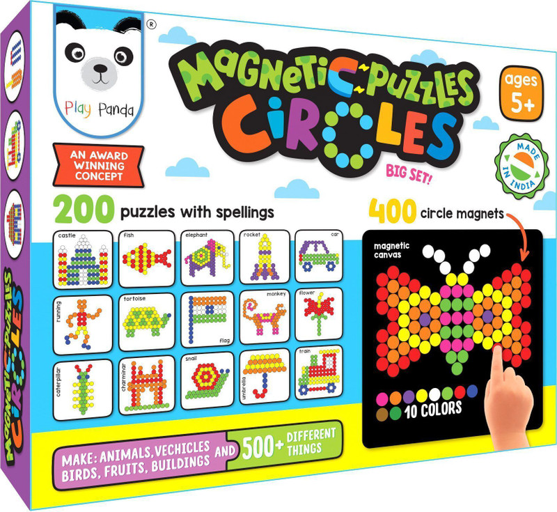 PLAY PANDA Magnetic Puzzles (big) Circles with 400 Magnets & 200 Puzzles(400 Pieces)