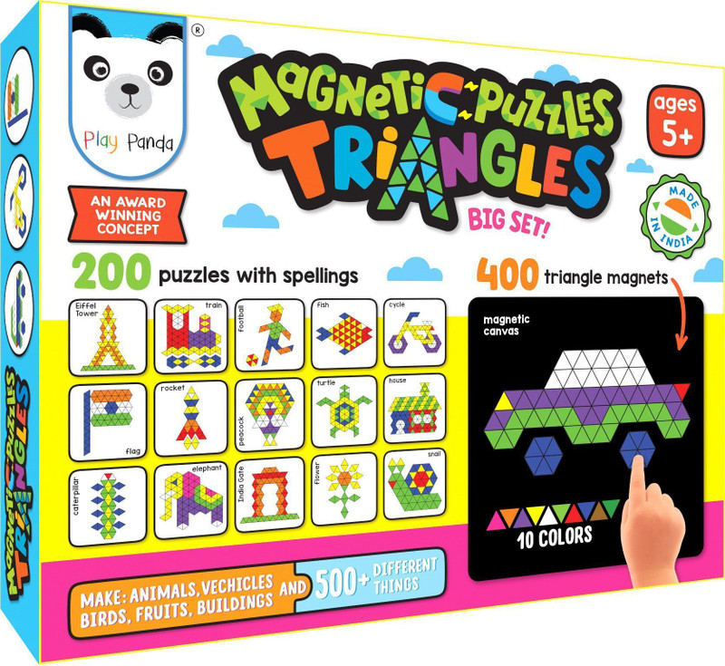 PLAY PANDA Magnetic Puzzles (big) Triangles with 400 Magnets & 200 Puzzles(400 Pieces)