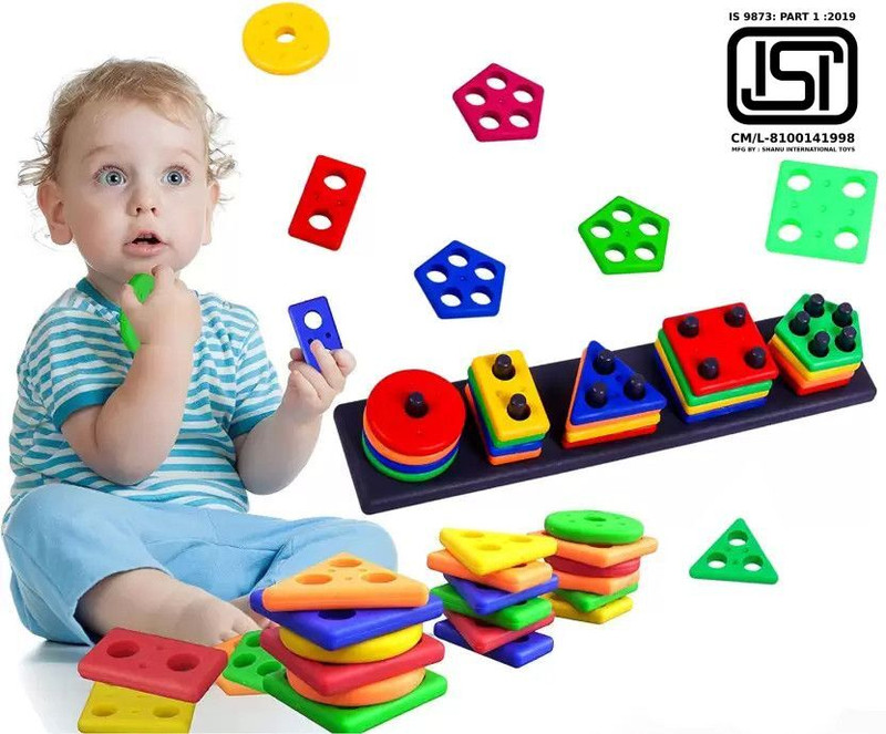 BOZICA Mathematical Learning Educational Geometric Shape Sorter Puzzle
games for kids(26 Pieces)