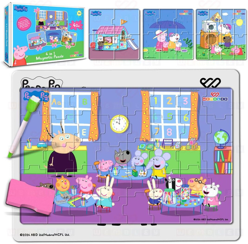 Wembley Peppa Pig 4 in 1 DIY Jigsaw Magnetic Puzzle for Kids 3+ Educational Fun Learning(7 Pieces)