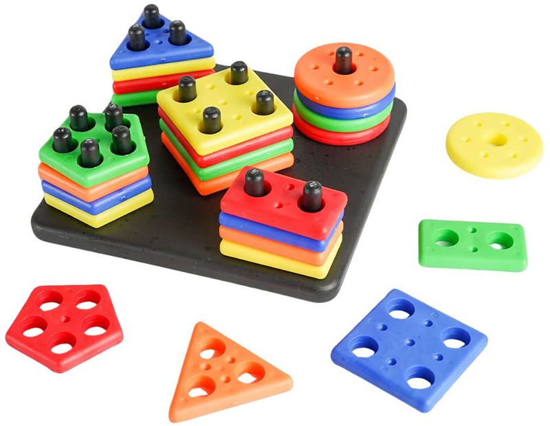 Toy DEKHO Square Shape Stacker Puzzle Game For Kids Sorting & Stacking Educational Toy(26 Pieces)