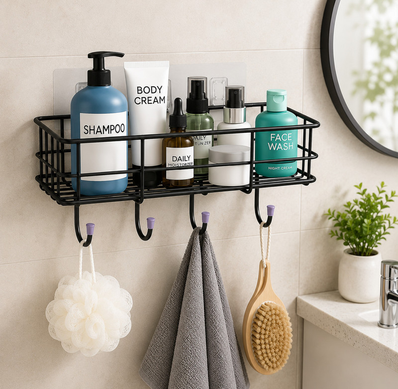 Hifivecart Black hook Shelf Iron Wall Shelf(Number of Shelves - 1, Black)