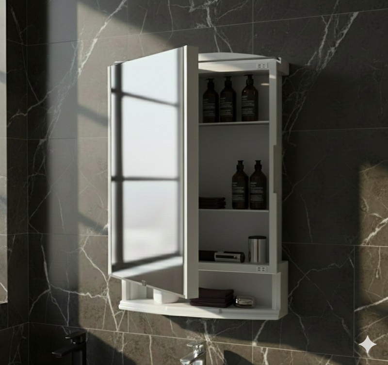 URBAN CHOICE Saffire Mirror Cabinet For Home And Living Polypropylene Wall Shelf(Number of Shelves - 6, White)