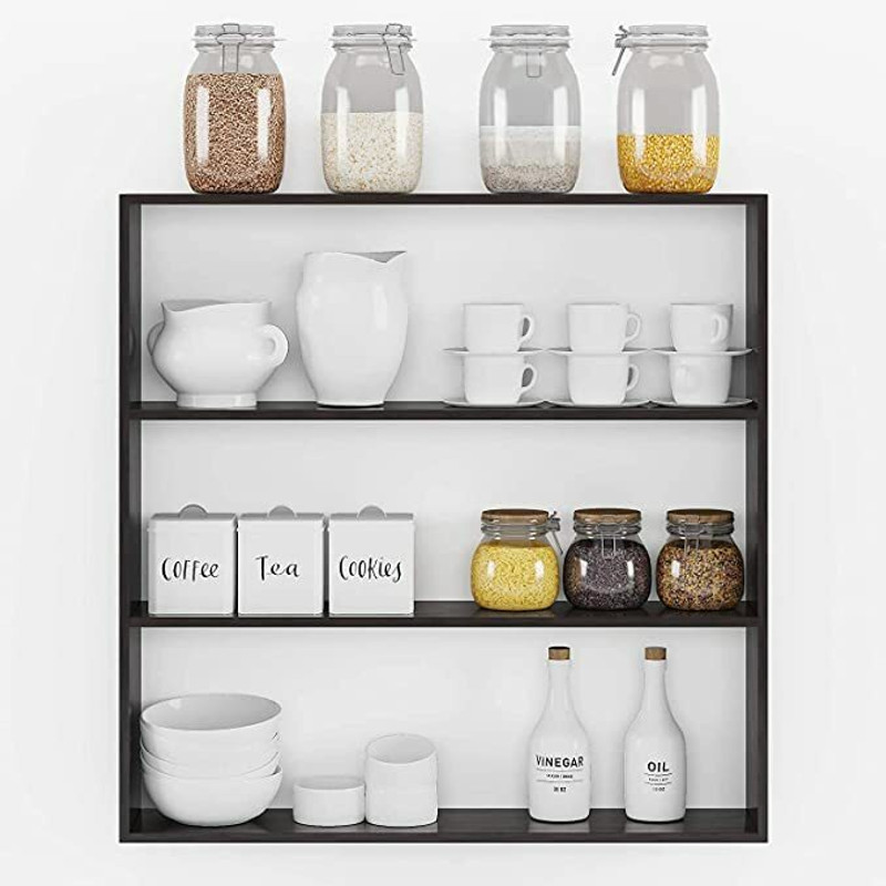 NOOR HANDICRAFT KITCHEN WALL SHELVES USE FOR KITCHEN DECOR MDF (Medium Density Fiber) Wall Shelf(Number of Shelves - 4, Black)