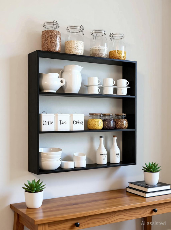 pndggroup Ana Craft Premium MDF Wall-Mounted Multipurpose Rack – 3 Tier Storage Organizer MDF (Medium Density Fiber) Wall Shelf(Number of Shelves - 3, Black)