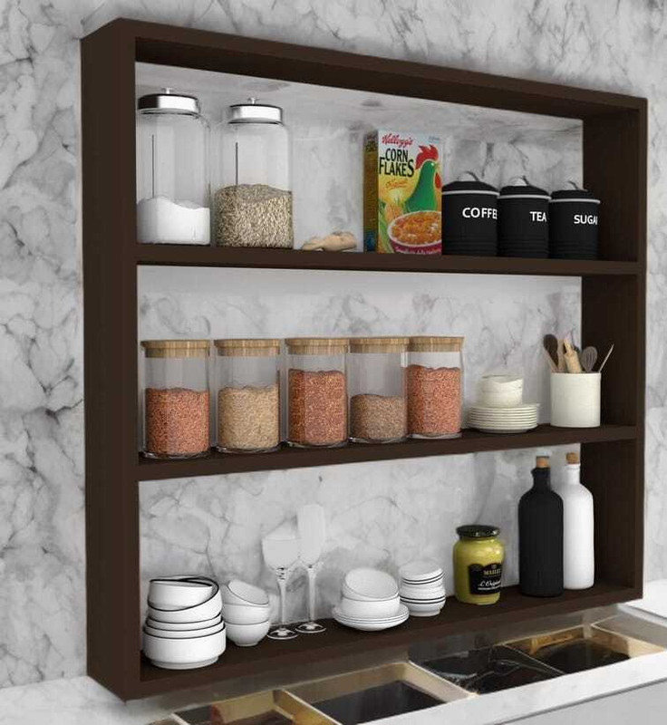 SmartEcom Wooden Rack MDF (Medium Density Fiber) Wall Shelf(Number of Shelves - 3, Brown)