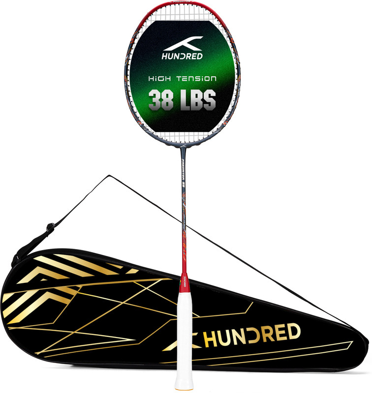 Hundred Predator 82 Extra Strong (≤38lbs) Black Strung Badminton Racquet(Pack of: 1, 82 g)
