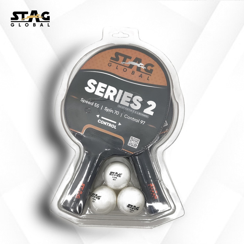 stag global ( 2024 Model ) Series 2 Table Tennis Playset (2 Racquets & 3 Balls) Multicolor Table Tennis Racquet(Pack of: 1, 350 g)