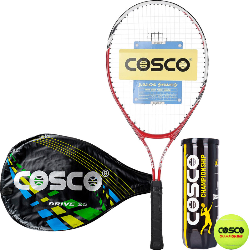 COSCO Drive 23 Tennis Racket With All Court Tennis Ball Multicolor Strung Tennis Racquet(Pack of: 2, 270 g)