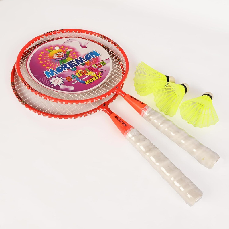 MOVEX Morex Lightweight Badminton Racket Set with 3pcs Plastic Shuttlecocks For Kids Red Strung Badminton Racquet(Pack of: 1, 200 g)
