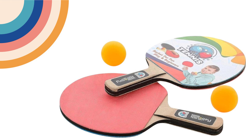 Zuuluzrs Table Tennis with 2 Wooden Racket & 2 Balls For Kids Multicolor Table Tennis Racquet(Pack of: 1, 250 g)