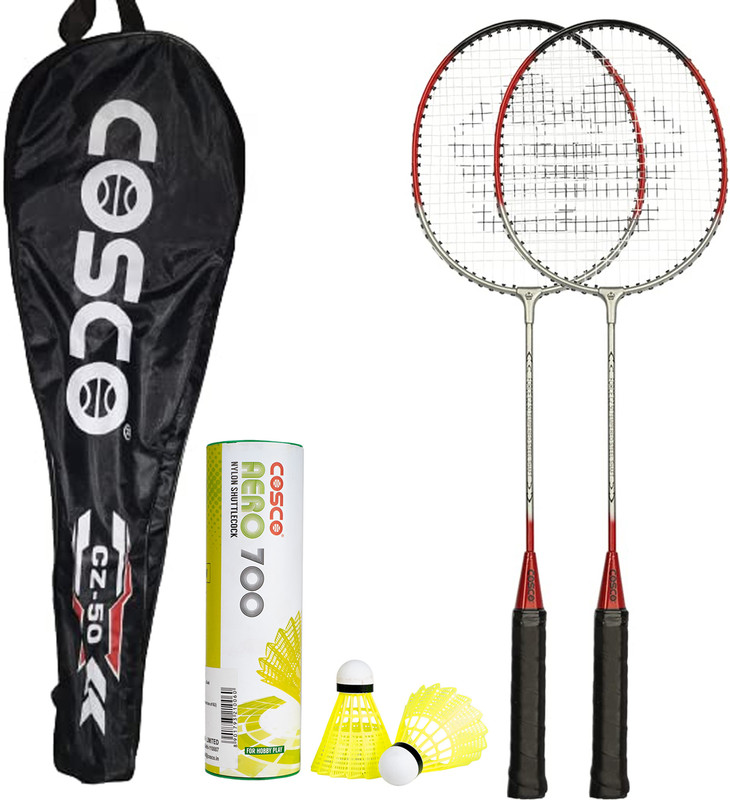 COSCO Combo of 8, 2 CZ 50 Force Badminton Racket With 6 Shuttle Aero 700 Box Multicolor Strung Badminton Racquet(Pack of: 1, 95 g)
