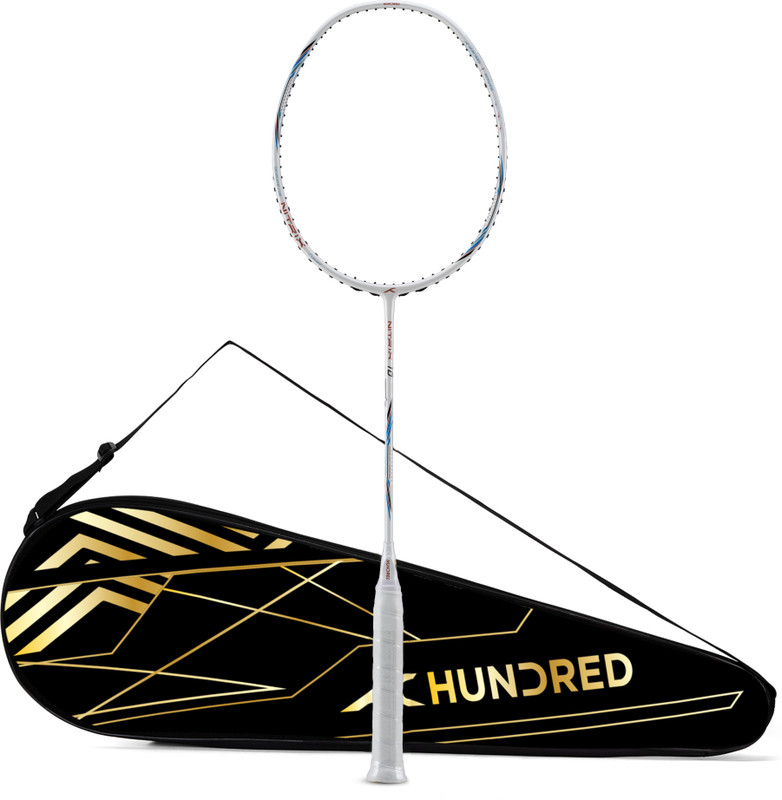Hundred Nitrix 10 Badminton Racket 4U (Strung) | Attacking Racket | Full Cover Included Blue Strung Badminton Racquet(Pack of: 1, 82 g)