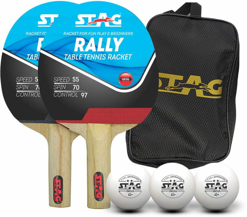 Stag iconic Challenger Playset with White Ball Red, Black Table Tennis Racquet(Pack of: 1, 480 g)