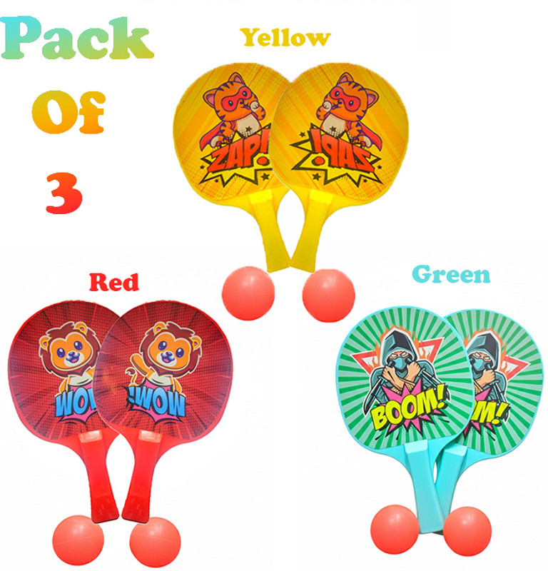 joyinn Ping Pong Set Pack Of 3 Different Color For Kids Multicolor Table Tennis Blade(Pack of: 3, 150 g)