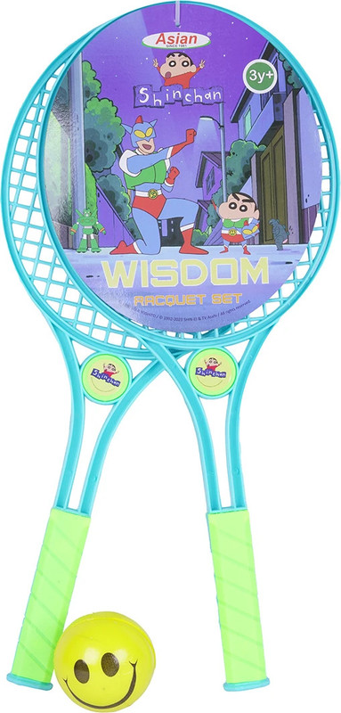 asian Shinchan Wisdom Racquet Set Plastic for Indoor & Outdoor Play for Kids Yellow Strung Badminton Racquet(Pack of: 1, 220 g)