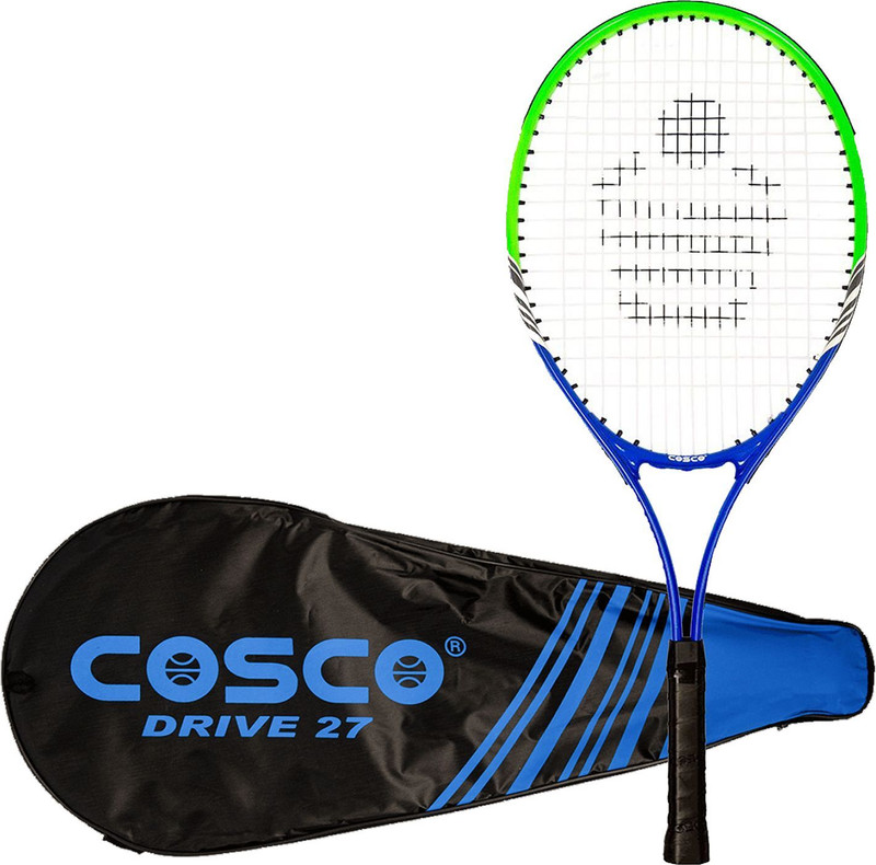 COSCO Alloy Steel Drive-27 Tennis Racket, 27 inch, Full Cover Multicolor Strung Tennis Racquet(Pack of: 1, 300 g)