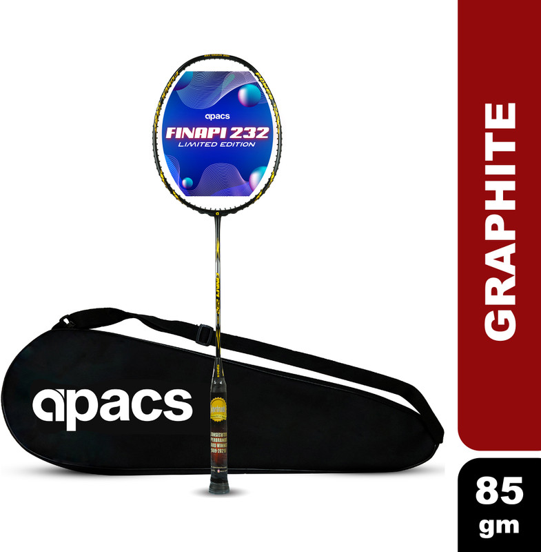 apacs Finapi 232 Limited Edition (38 LBS Tension) Made in Vietnam | Japanese Graphite Black, Gold Unstrung Badminton Racquet(Pack of: 1, 85 g)