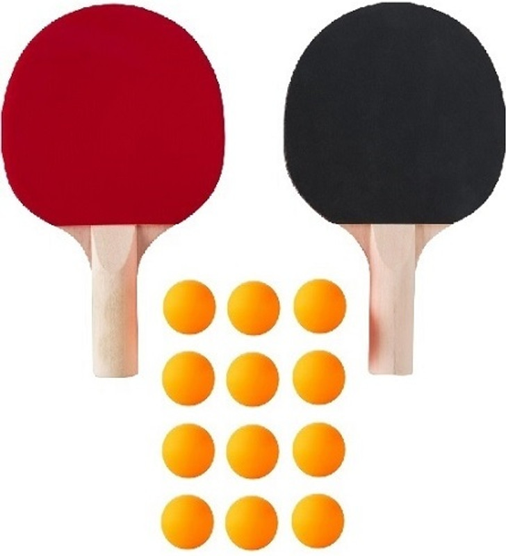 HOC Good Quality of Table Tennis Racquet & 12 Balls Color Orange Black, Red Table Tennis Racquet(Pack of: 1, 250 g)
