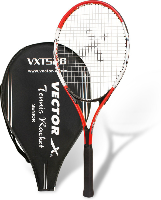 VECTOR X VXT-520 Aluminium Frame+ Full Cover|Oval Shape|Beginners Intermediate level 26" Orange Strung Tennis Racquet(Pack of: 1, 260 g)