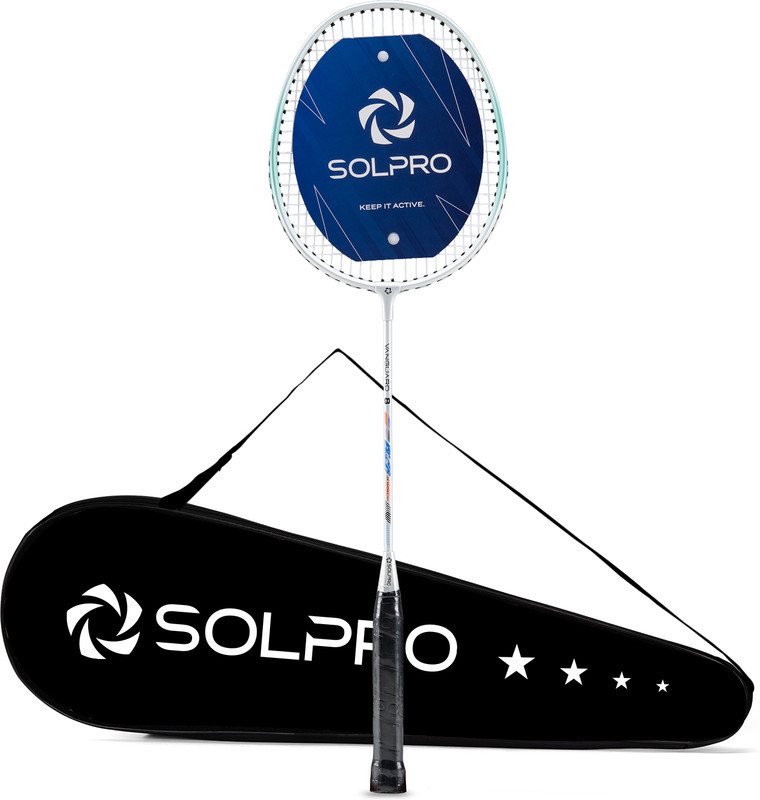 SOLPRO VANGUARD 8 Aluminium Badminton Racket with Full Cover Bag White Strung Badminton Racquet(Pack of: 1, 90 g)