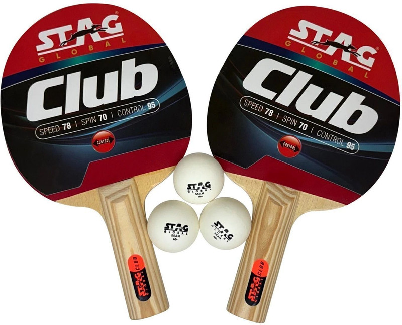 stag global Club Playset Multicolor Table Tennis Racquet(Pack of: 2, 440 g)