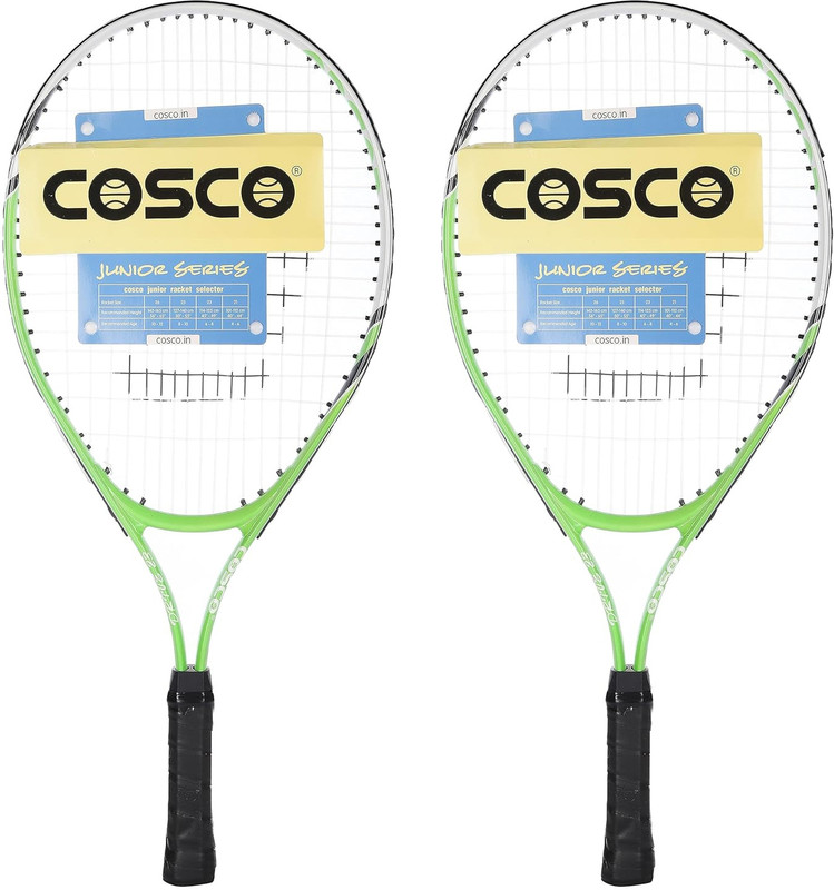 COSCO 23 Tennis Racket Junior Size, Aluminium Racket (23 Inches) ¾ Cover (Alloy Steel) Multicolor Strung Tennis Racquet(Pack of: 1, 270 g)
