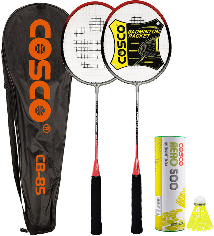 COSCO cb-85, 2 racquet, aluminium frame, racket combo set, 6 piece nylon shuttle, band Orange Strung Badminton Racquet(Pack of: 1, 100 g)