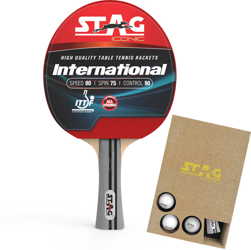 Stag iconic International TT Racquet with Wooden Box Red Table Tennis Racquet(Pack of: 1, 190 g)