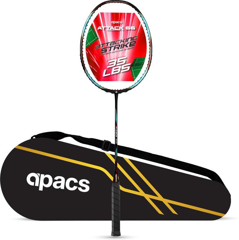 apacs ATTACK 66 (35LBS, 100% UHM GRAPHITE) Red Unstrung Badminton Racquet(Pack of: 1, 82 g)