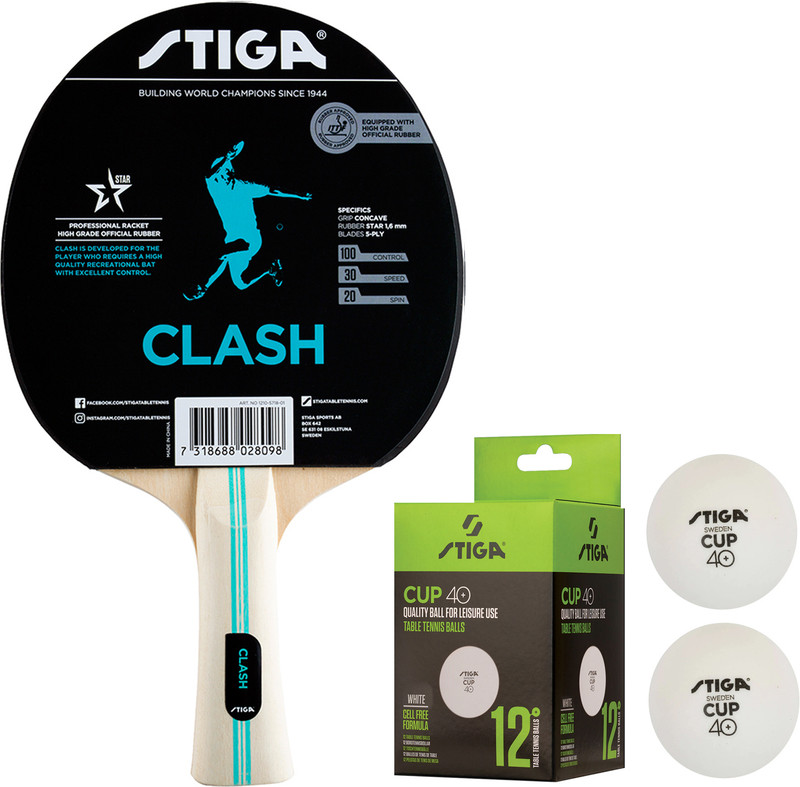 COSCO Stiga Clash Racquet With Cup 40+ Ball Multicolor Table Tennis Racquet(Pack of: 1, 170 g)