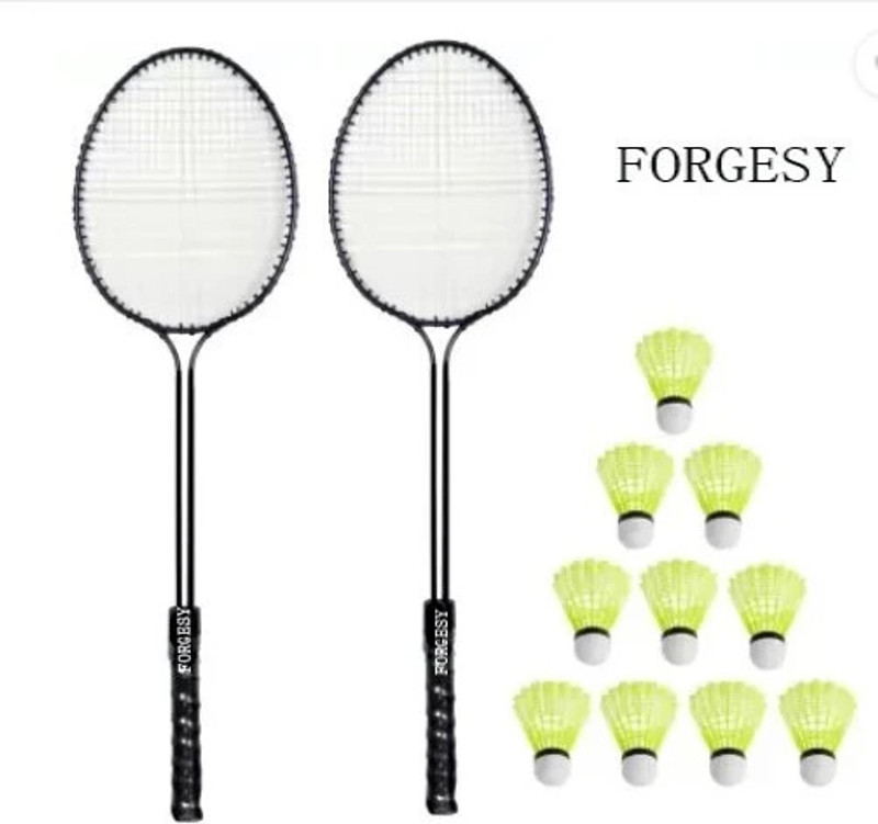 house of common Badminton 1 set double rod badminton with 3 plastic shuttles Black Strung Badminton Racquet(Pack of: 1, 500 g)