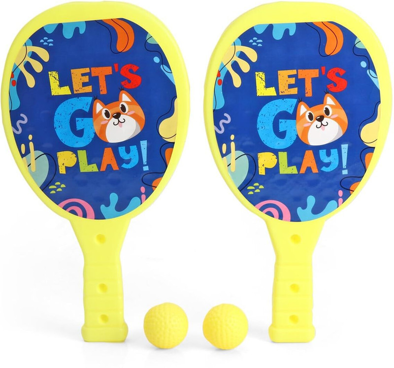 Play Nation Junior Plastic Racket Set for Boys & Girls|Indoor & Outdoor Tennis Toy for Kids| Yellow Table Tennis Racquet(Pack of: 1, 240 g)