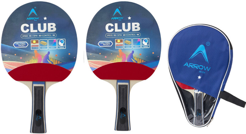 ArrowMax Table Tennis Bat Racket Premium Wood For Kids Adults Full Zip Cover Multicolor Table Tennis Racquet(Pack of: 2, 390 g)
