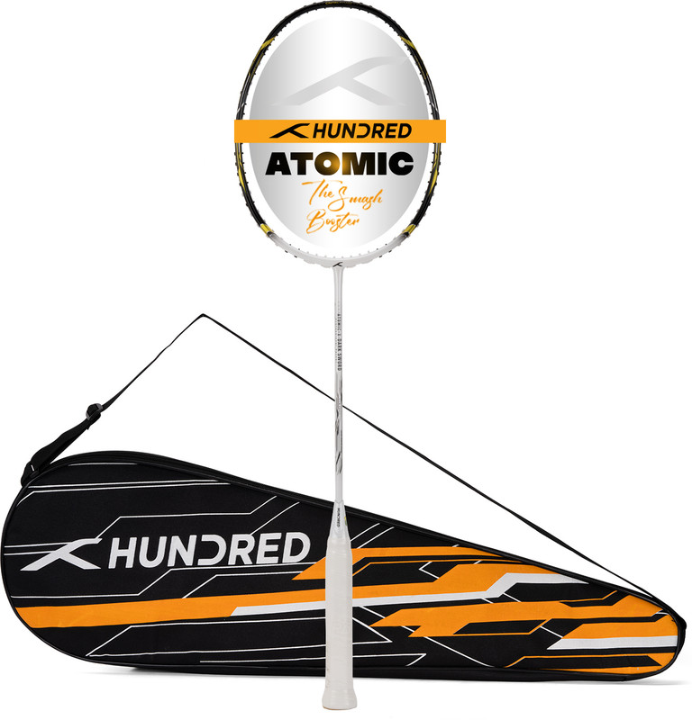 Hundred ATOMIC-X DARK SWORD Max Tension 38lbs Black Unstrung Badminton Racquet(Pack of: 1, 84 g)