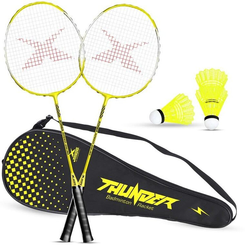 Jaspo Thunder Badminton Set | 2 Alloy Racquets | 3 Plastic Shuttles with Cover Bag | Badminton Kit