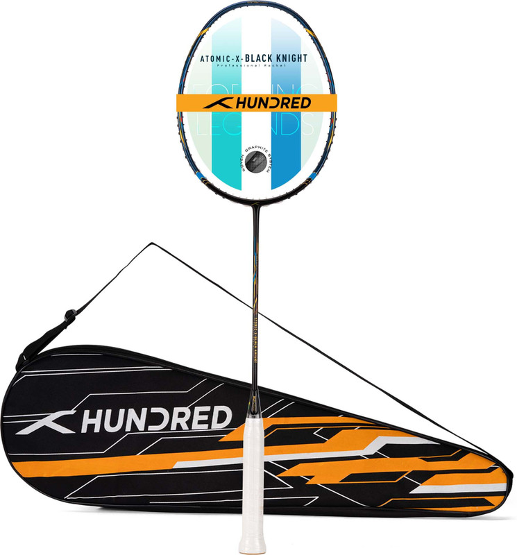 Hundred ATOMIC-X BLACK KNIGHT Woven Graphite Frame Blue, Black Unstrung Badminton Racquet(Pack of: 1, 82 g)