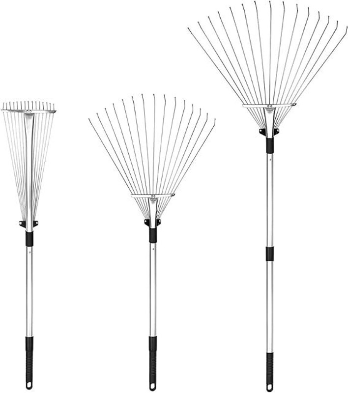 wynyc Adjustable Garden Leaf Rake for Lawn Yard, Flowers Beds and Roof Leaf Rake(162 cm)