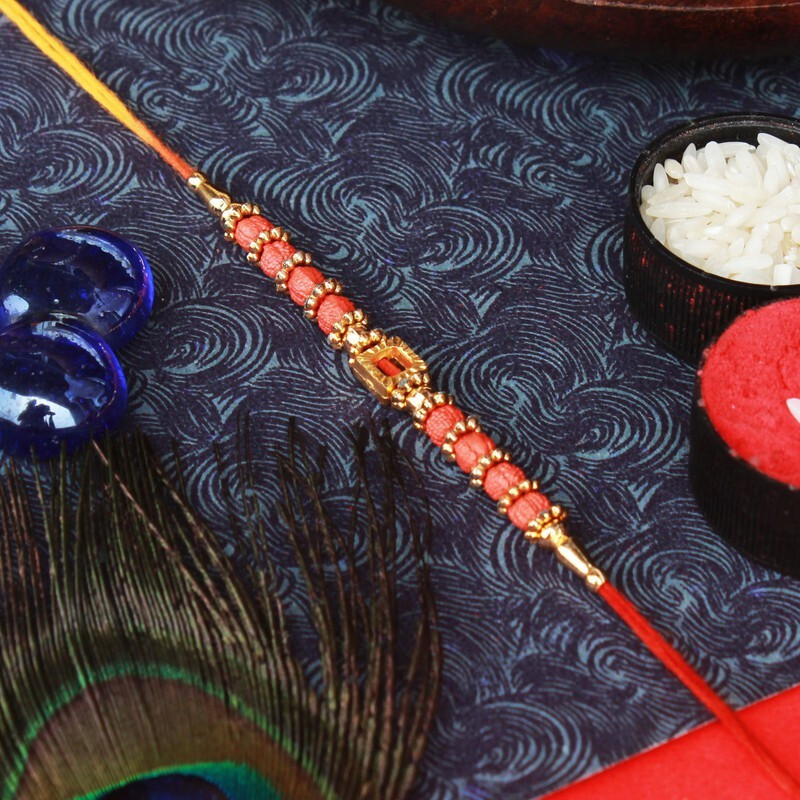 Designer ALOK-S1-1120 Mauli Thread Rakhi by PDR Poonam Designer Rakhi(1 Rakhi Roli Chawal)