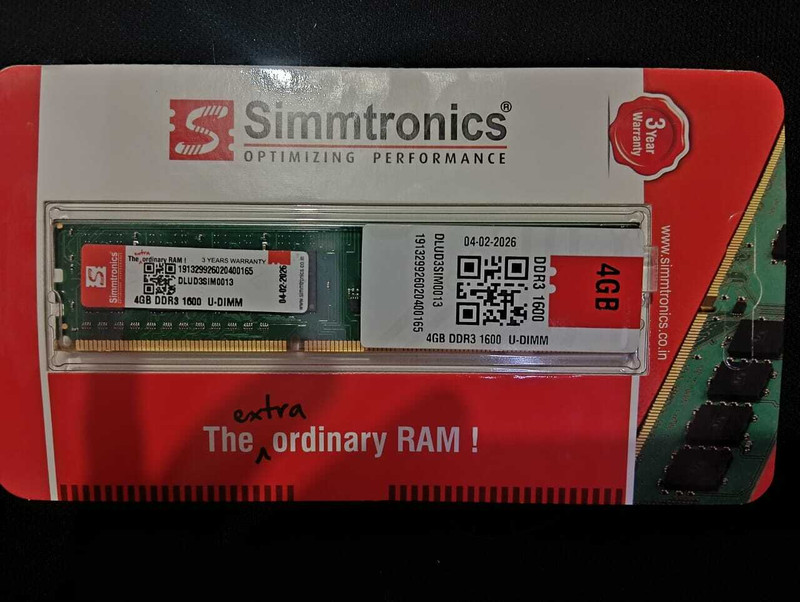 simtronics SIMMTRONICS DDR3 4 GB PC, Server DRAM (Simmtronic 4GB DDR3 1600 MHz PC DESKTOP RAM)(Blue)