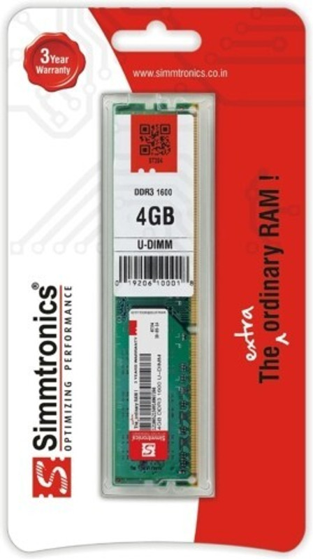 Simmtronic DDR3 DDR3 4 GB (Single Channel) PC Dasktop (Simmtronics Desktop Ram Ddr3 4 Gb 1333mhz)(Green)