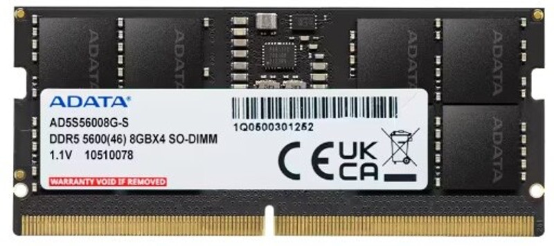 ADATA Laptop DDR5 8 GB (Single Channel) Laptop (AD5S56008G-S)(Black)