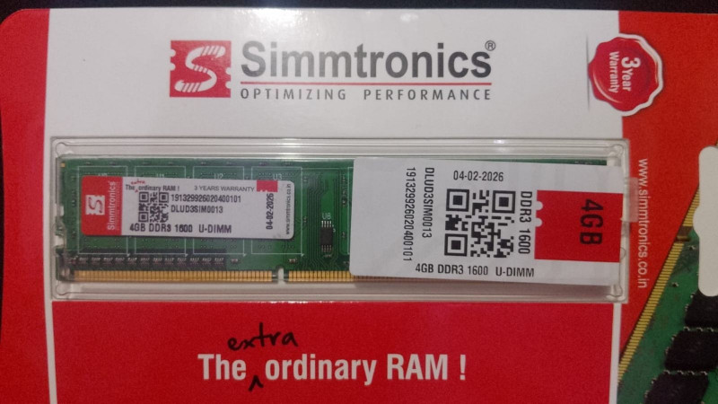 simtronics Simtronics GDDR3 4 GB (Dual Channel) PC, Server DRAM (4 ddr3 1600 mhz Desktop ram)(Green)