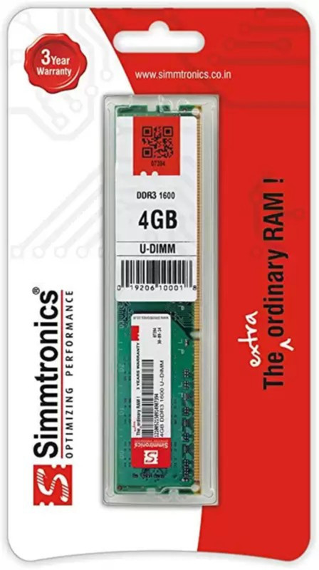 Simmtronic RAM DDR3 4 GB (Single Channel) PC (1600)