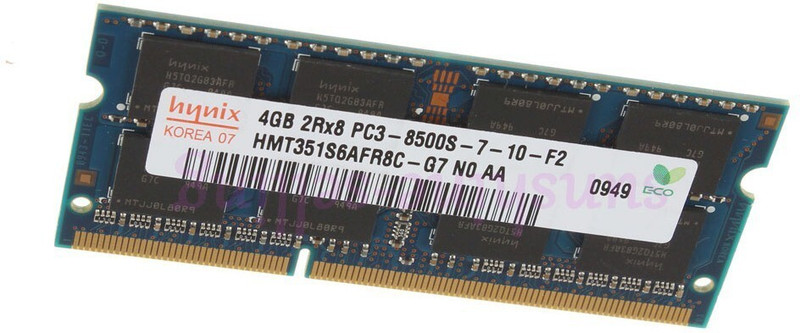 Hynix 4GB DDR3 1066 (PC3-8500S) LAPTOP DDR3 4 GB (Dual Channel) Laptop (MFG. SEE PIC)