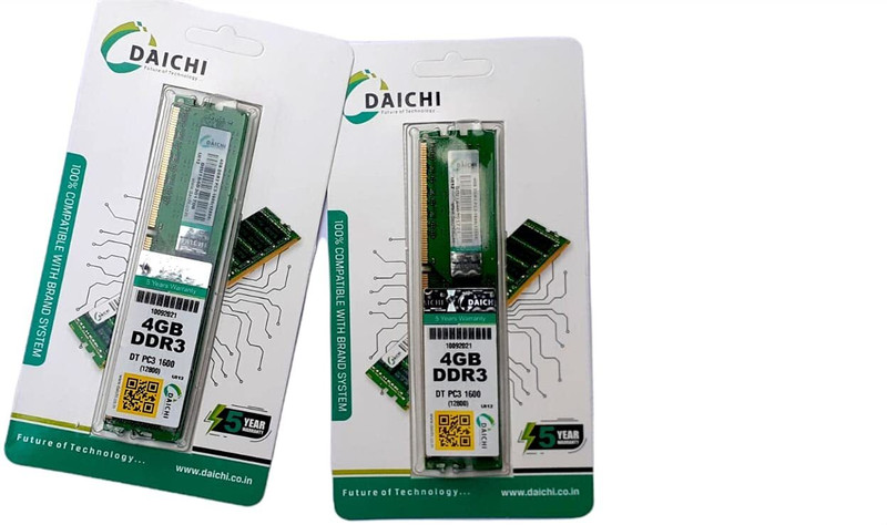 DAICHI DDR 3 DDR3 4 GB (Dual Channel) PC (4 GB DDR 3 RAM)