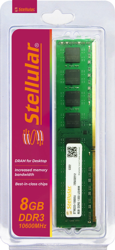 STELLULAR 1333/10600 DDR3 8 GB (Dual Channel) PC DDR3 (ST8GD3-10600U)(Green)