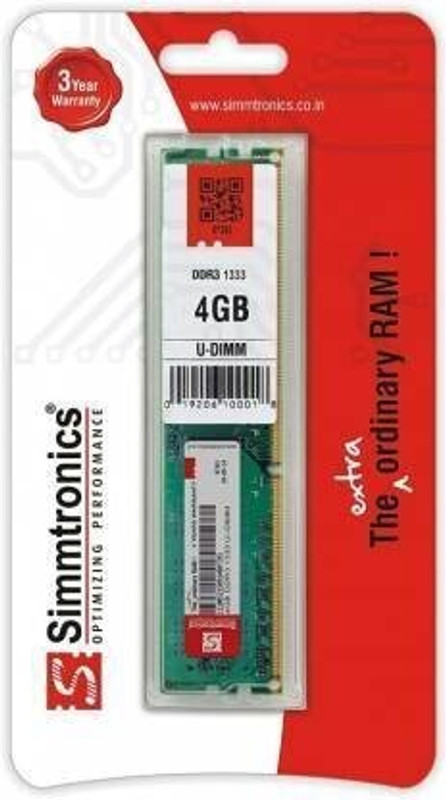 simtronics 8 gb ddr3 1600 destop. DDR3 8 GB (Single Channel) PC (Simmtronics 8 Gb DDR -3 Ram 1600 Mhz Pc For Desktop)(Green)